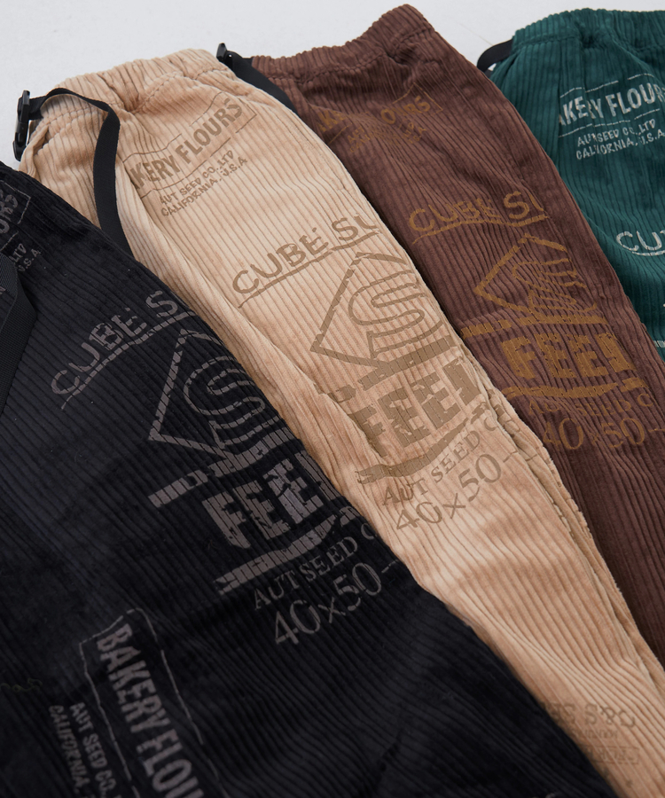 CUBE SUGAR(キューブシュガー) |【秋冬新作】6W コーデュロイ ロゴプリント イージーパンツ