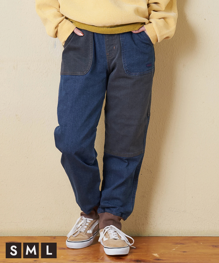 CUBE SUGAR(キューブシュガー) |【秋冬新作】ストレッチ デニム 裏起毛 切替 ジョガーパンツ