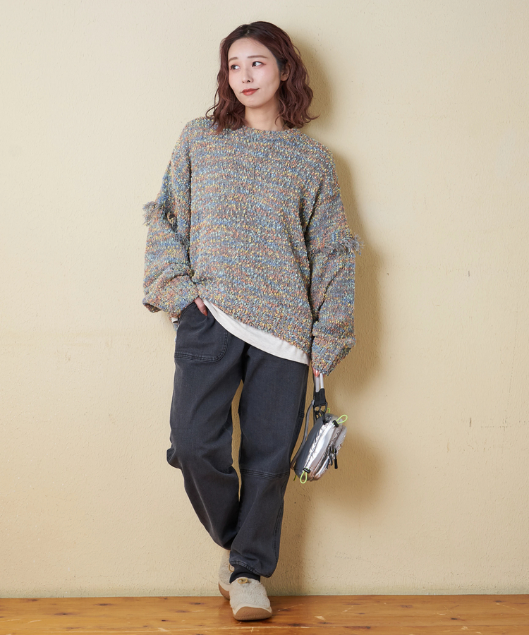 CUBE SUGAR(キューブシュガー) |【秋冬新作】ストレッチ デニム 裏起毛 切替 ジョガーパンツ