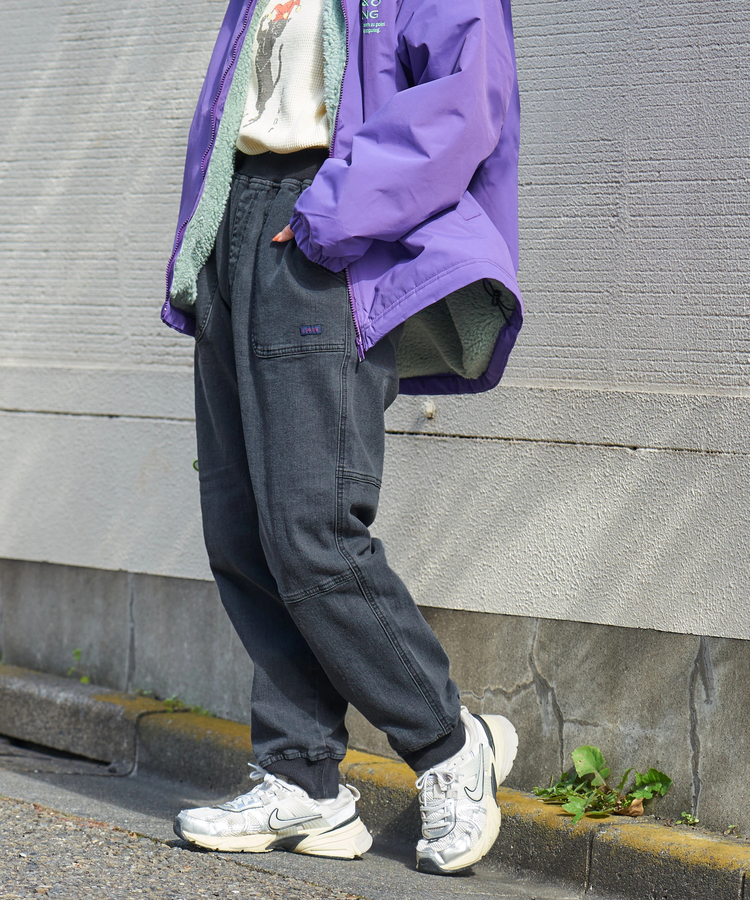 CUBE SUGAR(キューブシュガー) |【秋冬新作】ストレッチ デニム 裏起毛 切替 ジョガーパンツ