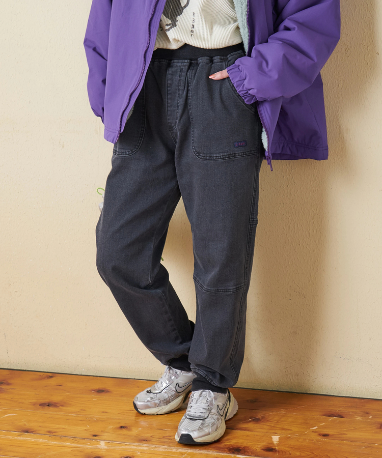 CUBE SUGAR(キューブシュガー) |【秋冬新作】ストレッチ デニム 裏起毛 切替 ジョガーパンツ
