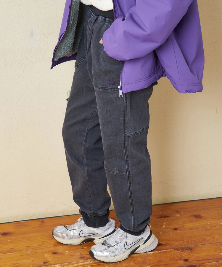 CUBE SUGAR(キューブシュガー) |【秋冬新作】ストレッチ デニム 裏起毛 切替 ジョガーパンツ