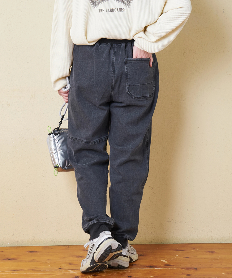 CUBE SUGAR(キューブシュガー) |【秋冬新作】ストレッチ デニム 裏起毛 切替 ジョガーパンツ