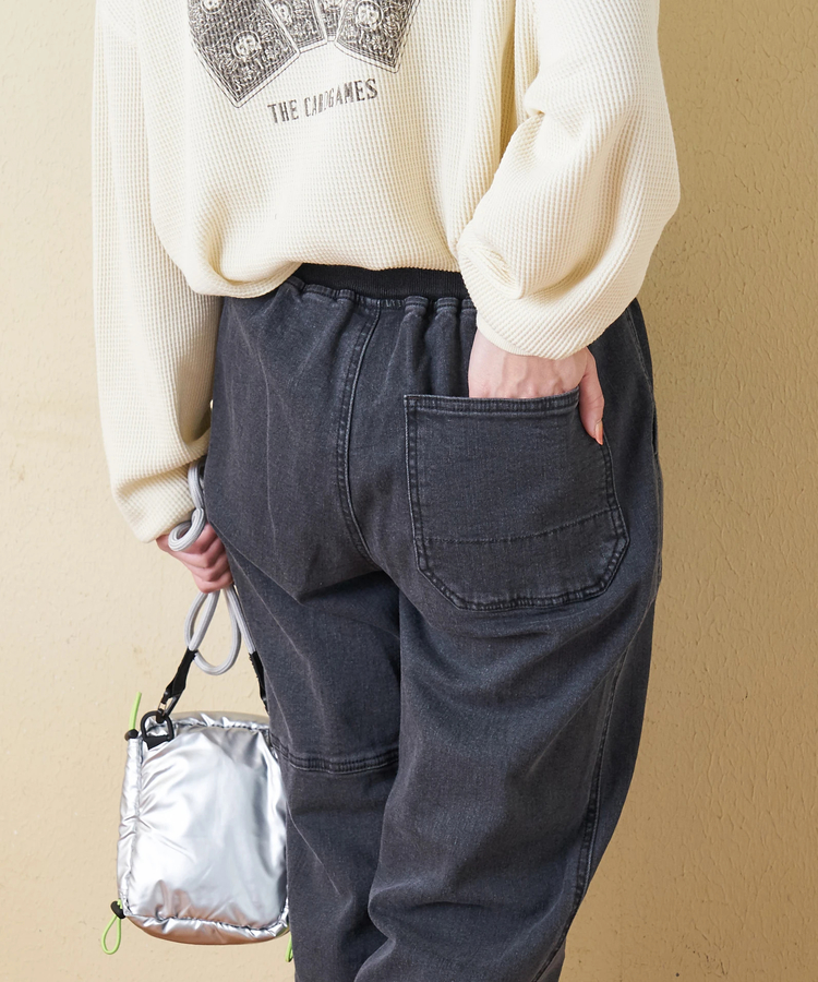CUBE SUGAR(キューブシュガー) |【秋冬新作】ストレッチ デニム 裏起毛 切替 ジョガーパンツ
