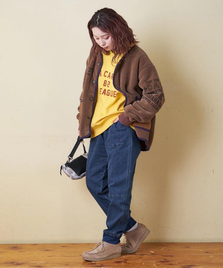 CUBE SUGAR(キューブシュガー) |【秋冬新作】ストレッチ デニム 裏起毛 切替 ジョガーパンツ