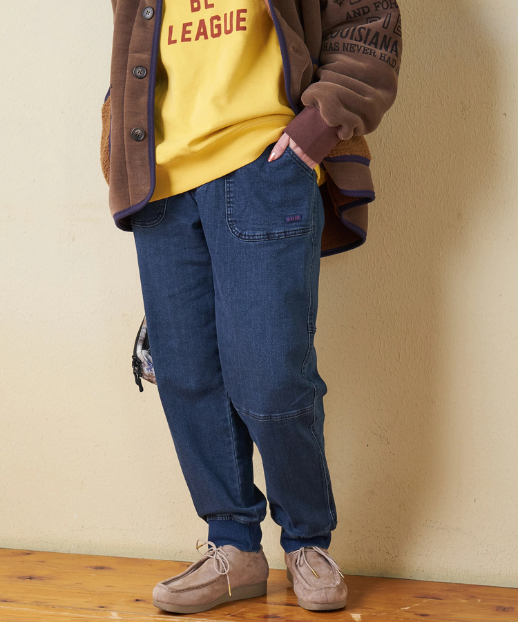 CUBE SUGAR(キューブシュガー) |【秋冬新作】ストレッチ デニム 裏起毛 切替 ジョガーパンツ