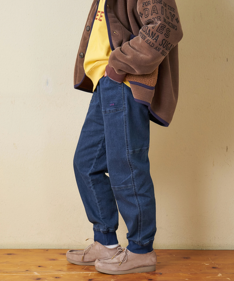 CUBE SUGAR(キューブシュガー) |【秋冬新作】ストレッチ デニム 裏起毛 切替 ジョガーパンツ