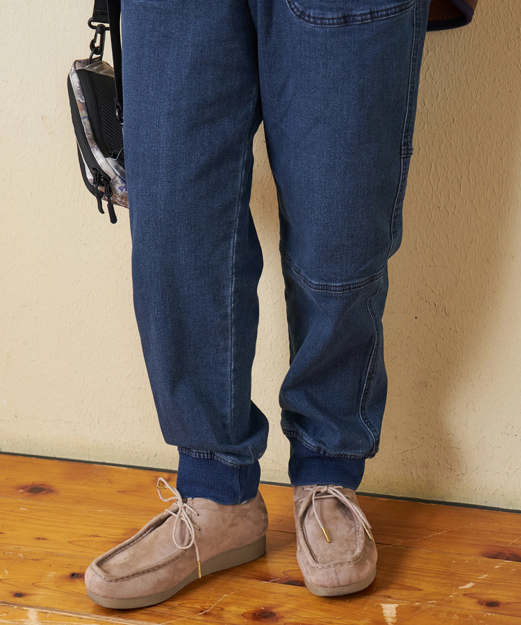 CUBE SUGAR(キューブシュガー) |【秋冬新作】ストレッチ デニム 裏起毛 切替 ジョガーパンツ