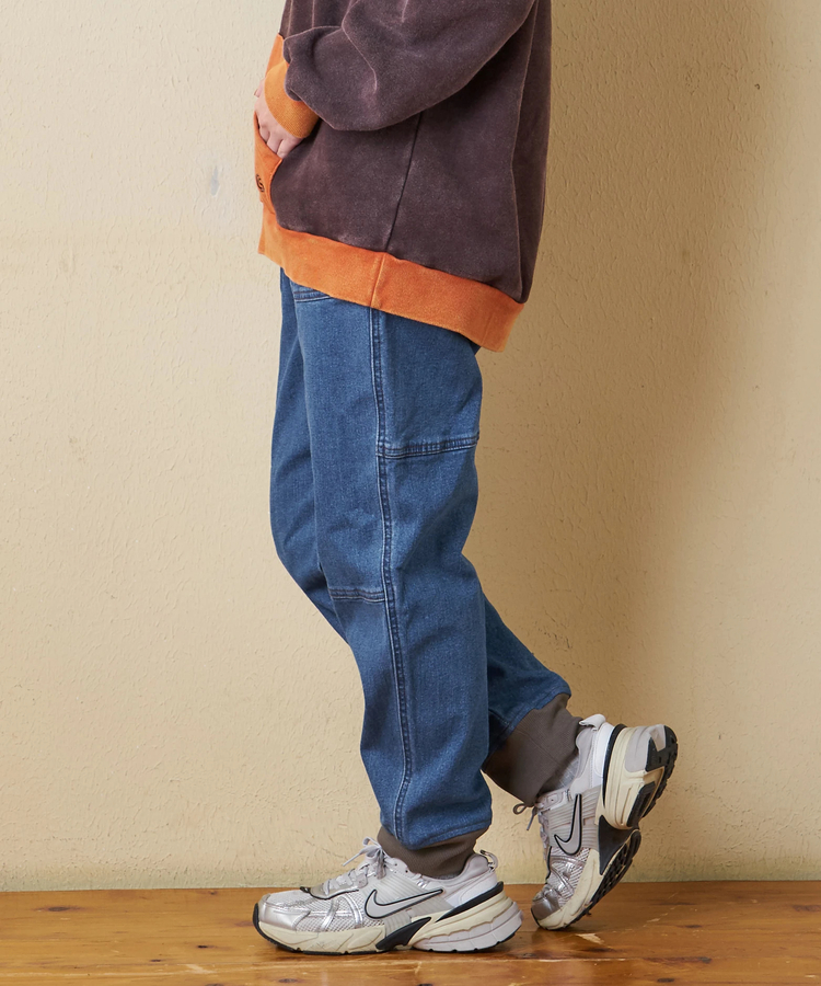 CUBE SUGAR(キューブシュガー) |【秋冬新作】ストレッチ デニム 裏起毛 切替 ジョガーパンツ