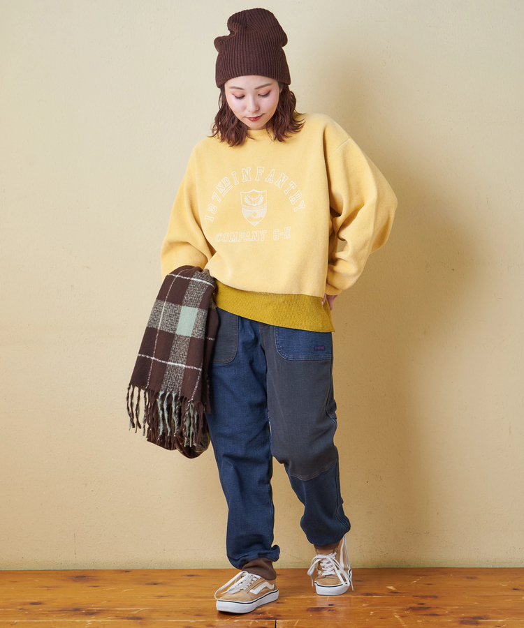 CUBE SUGAR(キューブシュガー) |【秋冬新作】ストレッチ デニム 裏起毛 切替 ジョガーパンツ