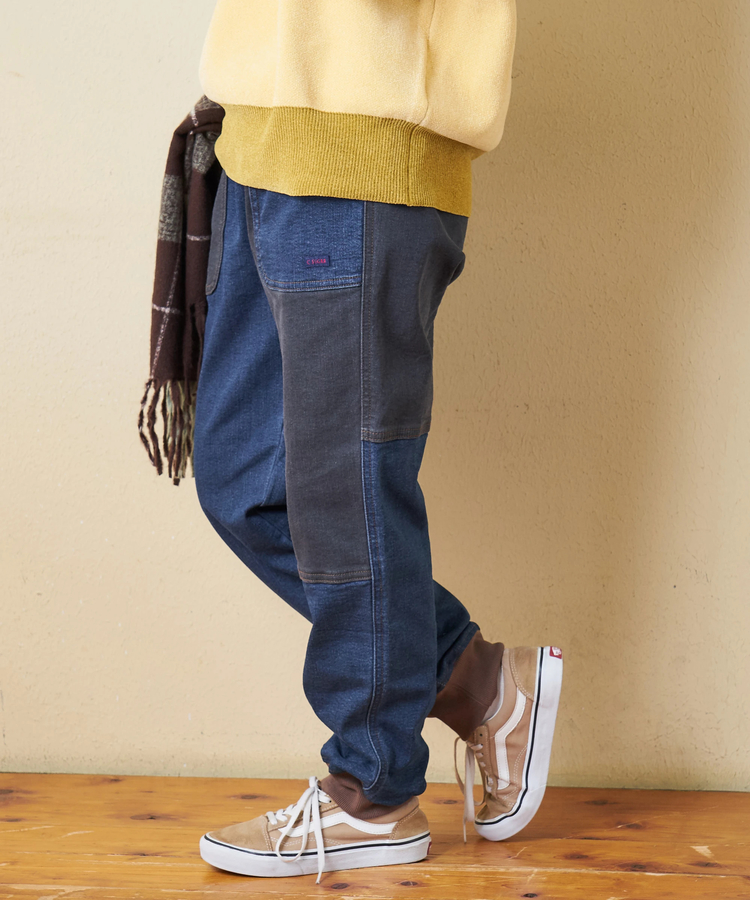 CUBE SUGAR(キューブシュガー) |【秋冬新作】ストレッチ デニム 裏起毛 切替 ジョガーパンツ