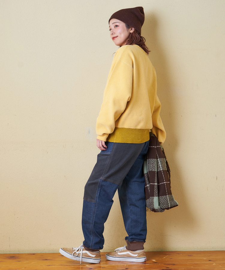 CUBE SUGAR(キューブシュガー) |【秋冬新作】ストレッチ デニム 裏起毛 切替 ジョガーパンツ