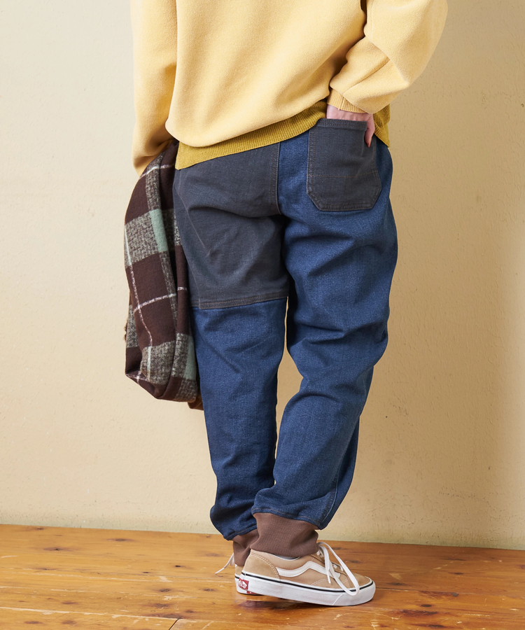 CUBE SUGAR(キューブシュガー) |【秋冬新作】ストレッチ デニム 裏起毛 切替 ジョガーパンツ
