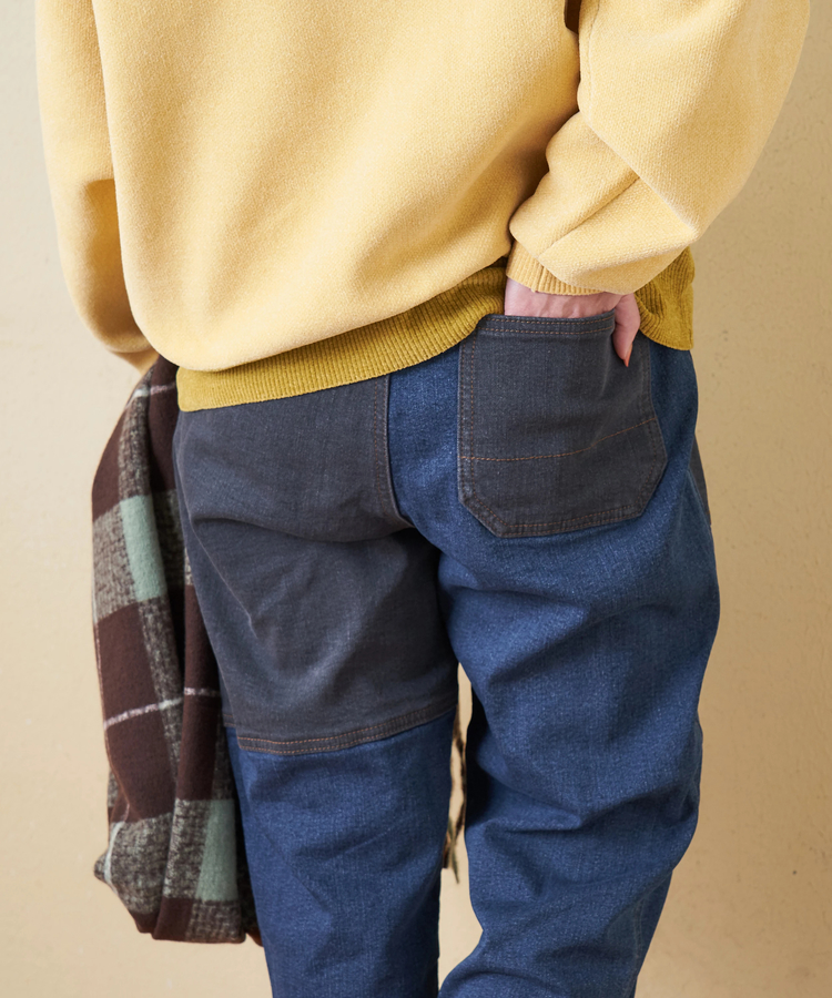 CUBE SUGAR(キューブシュガー) |【秋冬新作】ストレッチ デニム 裏起毛 切替 ジョガーパンツ