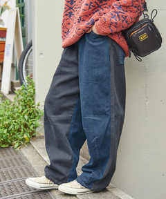 【秋冬新作】ストレッチ デニム 裏起毛 ダーツ コクーンパンツ