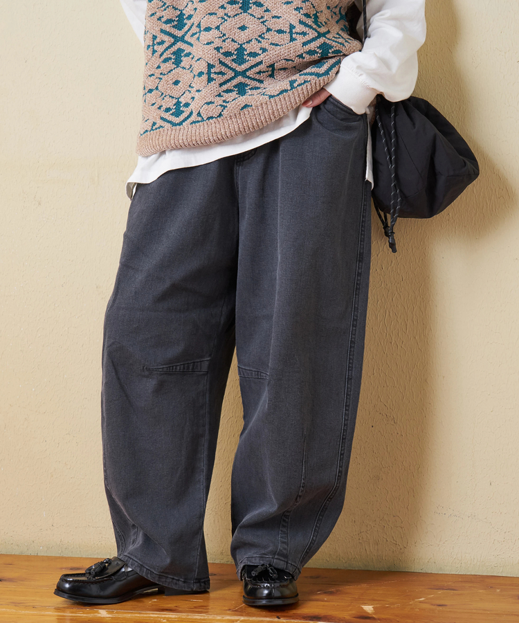 CUBE SUGAR(キューブシュガー) |【秋冬新作】ストレッチ デニム 裏起毛 ダーツ コクーンパンツ