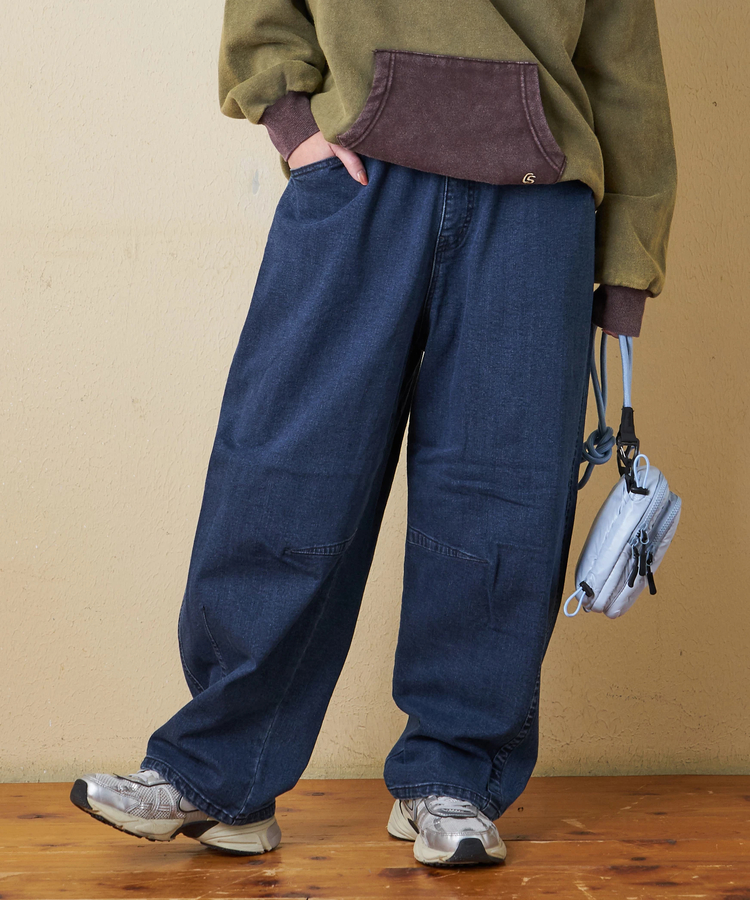 CUBE SUGAR(キューブシュガー) |【秋冬新作】ストレッチ デニム 裏起毛 ダーツ コクーンパンツ