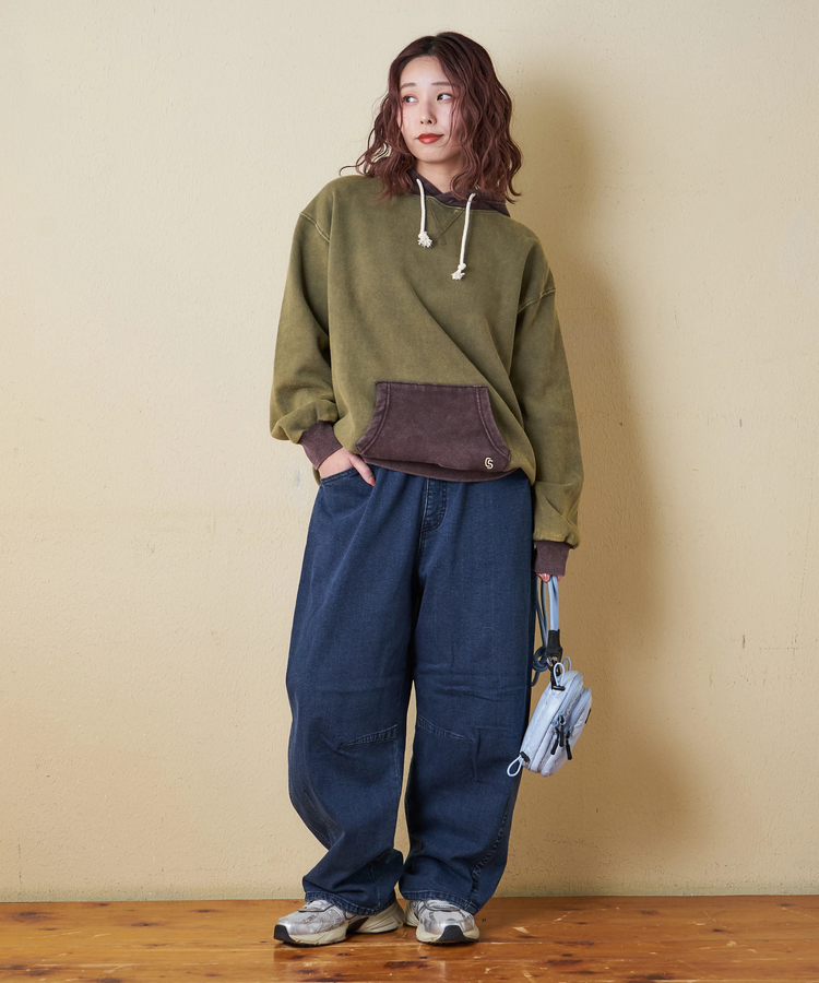 CUBE SUGAR(キューブシュガー) |【秋冬新作】ストレッチ デニム 裏起毛 ダーツ コクーンパンツ