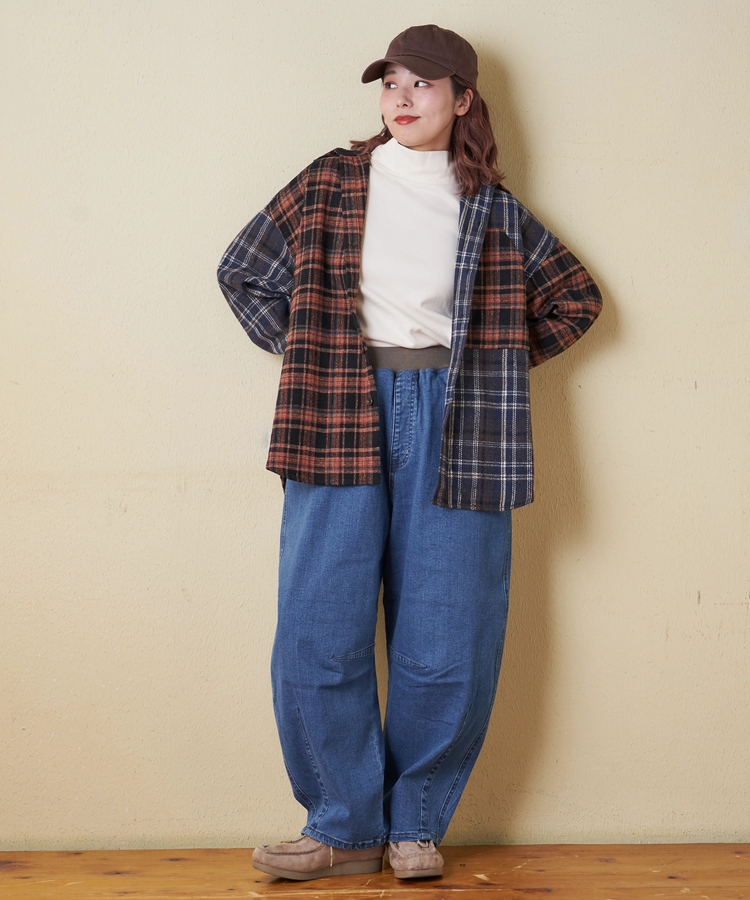 CUBE SUGAR(キューブシュガー) |【秋冬新作】ストレッチ デニム 裏起毛 ダーツ コクーンパンツ