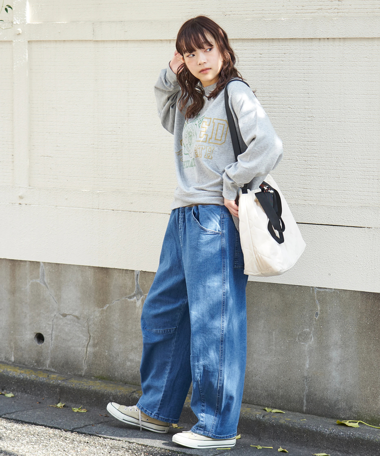 CUBE SUGAR(キューブシュガー) |【秋冬新作】ストレッチ デニム 裏起毛 ダーツ コクーンパンツ