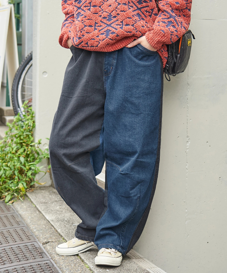 CUBE SUGAR(キューブシュガー) |【秋冬新作】ストレッチ デニム 裏起毛 ダーツ コクーンパンツ