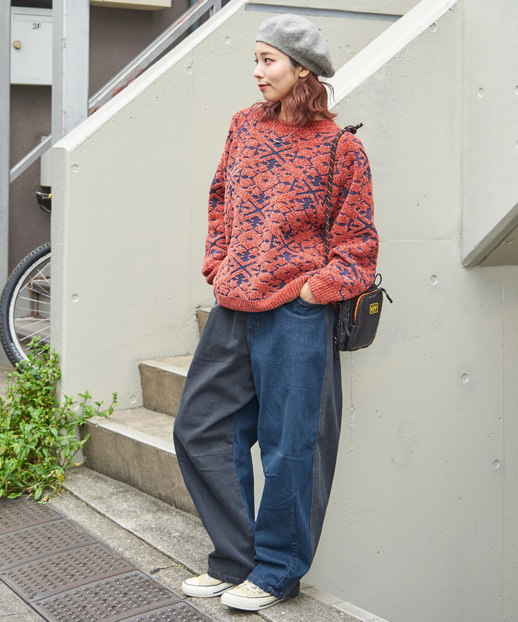 CUBE SUGAR(キューブシュガー) |【秋冬新作】ストレッチ デニム 裏起毛 ダーツ コクーンパンツ