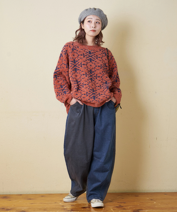 CUBE SUGAR(キューブシュガー) |【秋冬新作】ストレッチ デニム 裏起毛 ダーツ コクーンパンツ