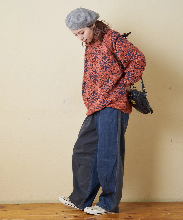 CUBE SUGAR(キューブシュガー) |【秋冬新作】ストレッチ デニム 裏起毛 ダーツ コクーンパンツ