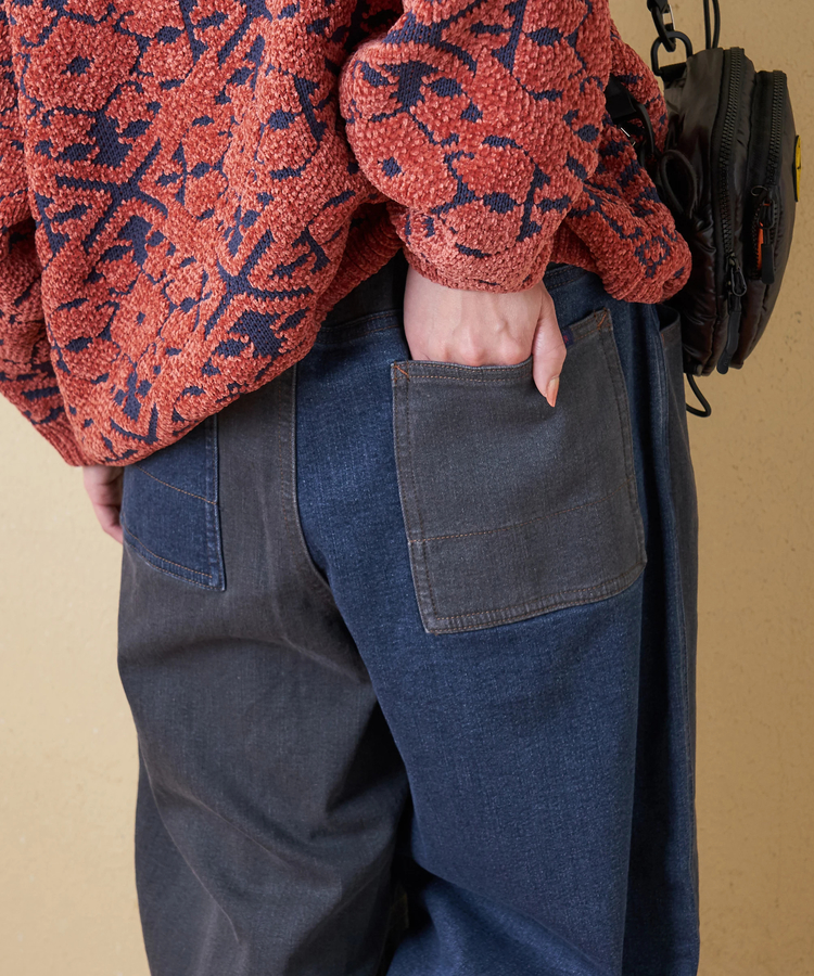 CUBE SUGAR(キューブシュガー) |【秋冬新作】ストレッチ デニム 裏起毛 ダーツ コクーンパンツ