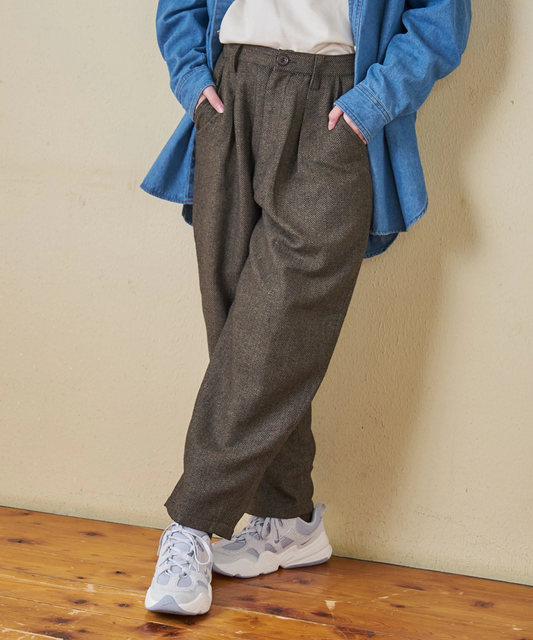 CUBE SUGAR(キューブシュガー) |【秋冬新作】ウールフィール イージータックパンツ