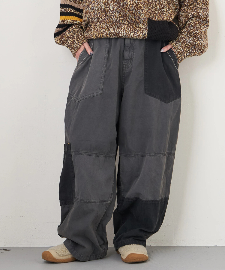 CUBE SUGAR(キューブシュガー) |【秋冬新作】ツイル × ミニヘリンボン 硫化染 切替 サイドポケット パンツ