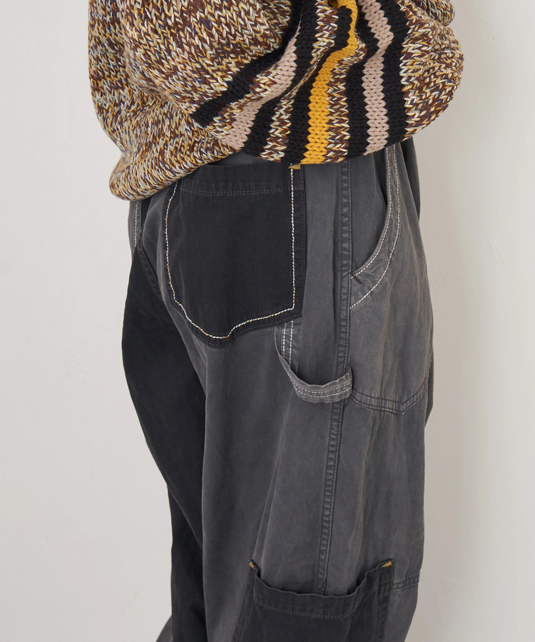 CUBE SUGAR(キューブシュガー) |【秋冬新作】ツイル × ミニヘリンボン 硫化染 切替 サイドポケット パンツ