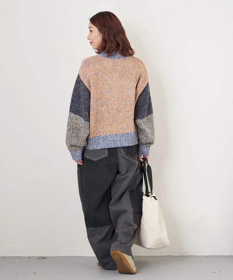 CUBE SUGAR(キューブシュガー) |【秋冬新作】ツイル × ミニヘリンボン 硫化染 切替 サイドポケット パンツ