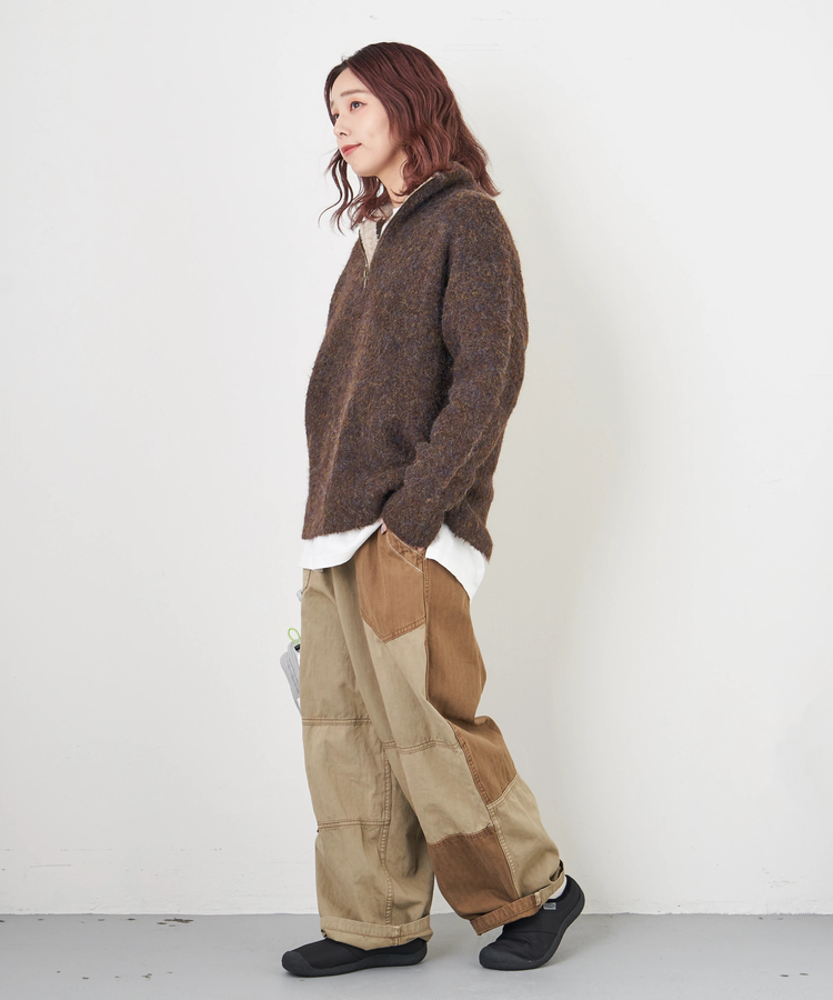 CUBE SUGAR(キューブシュガー) |【秋冬新作】ツイル × ミニヘリンボン 硫化染 切替 サイドポケット パンツ