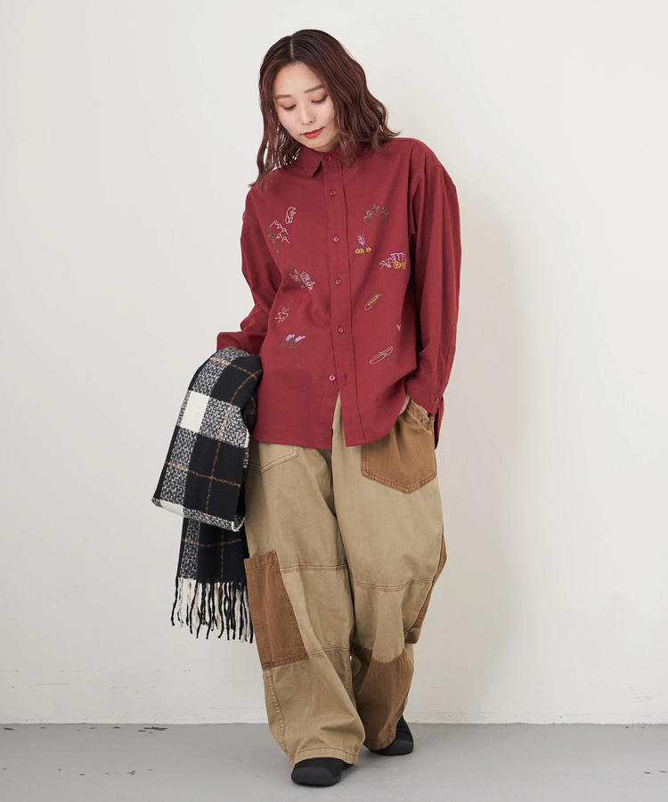 CUBE SUGAR(キューブシュガー) |【秋冬新作】ツイル × ミニヘリンボン 硫化染 切替 サイドポケット パンツ