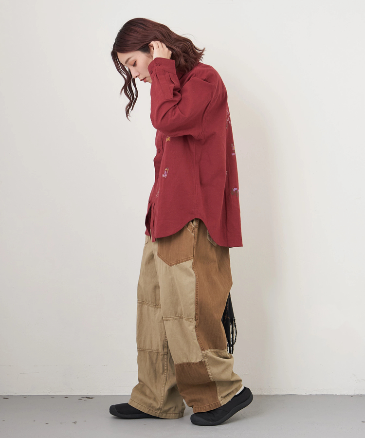 CUBE SUGAR(キューブシュガー) |【秋冬新作】ツイル × ミニヘリンボン 硫化染 切替 サイドポケット パンツ