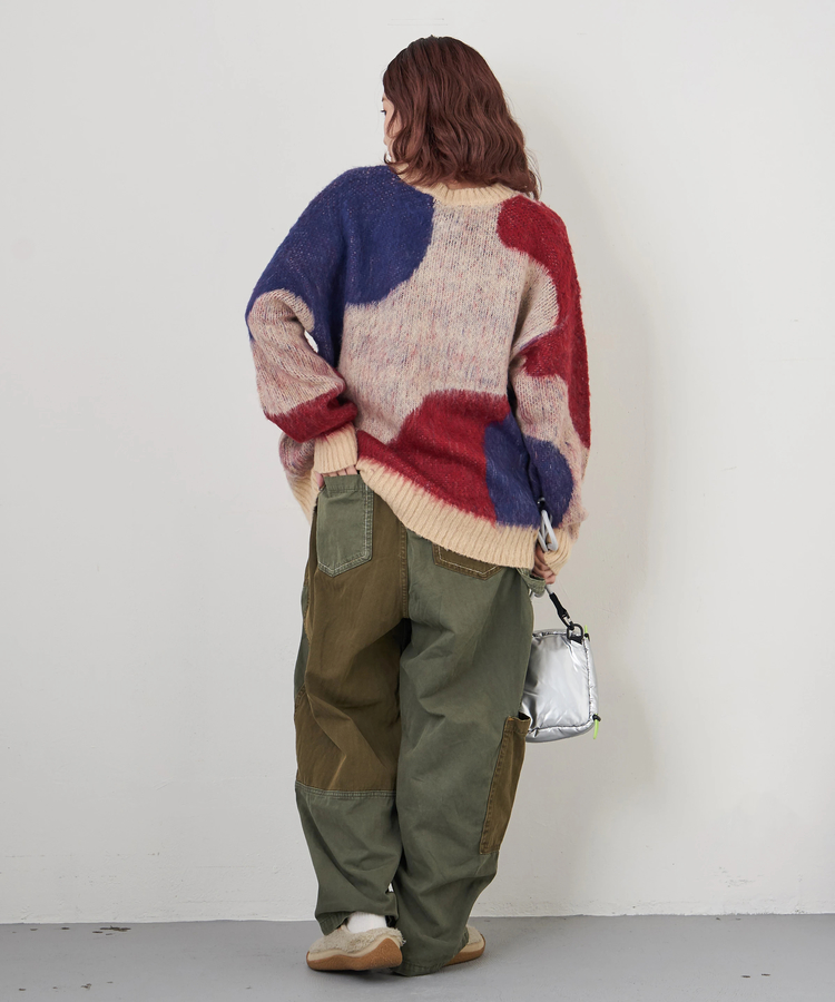 CUBE SUGAR(キューブシュガー) |【秋冬新作】ツイル × ミニヘリンボン 硫化染 切替 サイドポケット パンツ