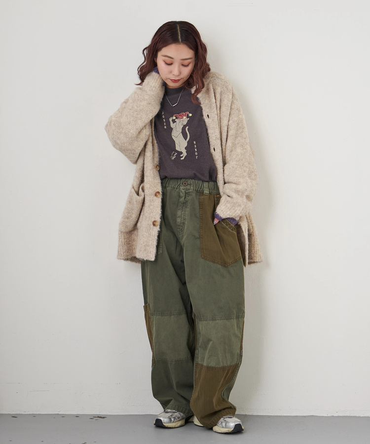 CUBE SUGAR(キューブシュガー) |【秋冬新作】ツイル × ミニヘリンボン 硫化染 切替 サイドポケット パンツ