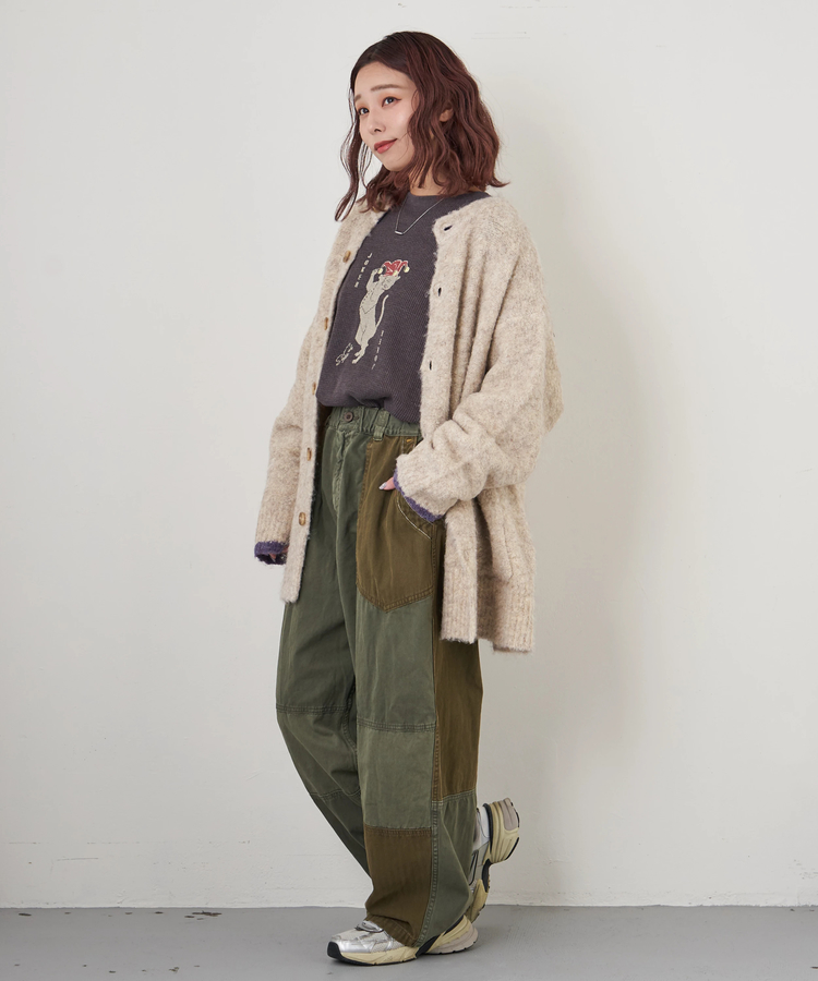 CUBE SUGAR(キューブシュガー) |【秋冬新作】ツイル × ミニヘリンボン 硫化染 切替 サイドポケット パンツ