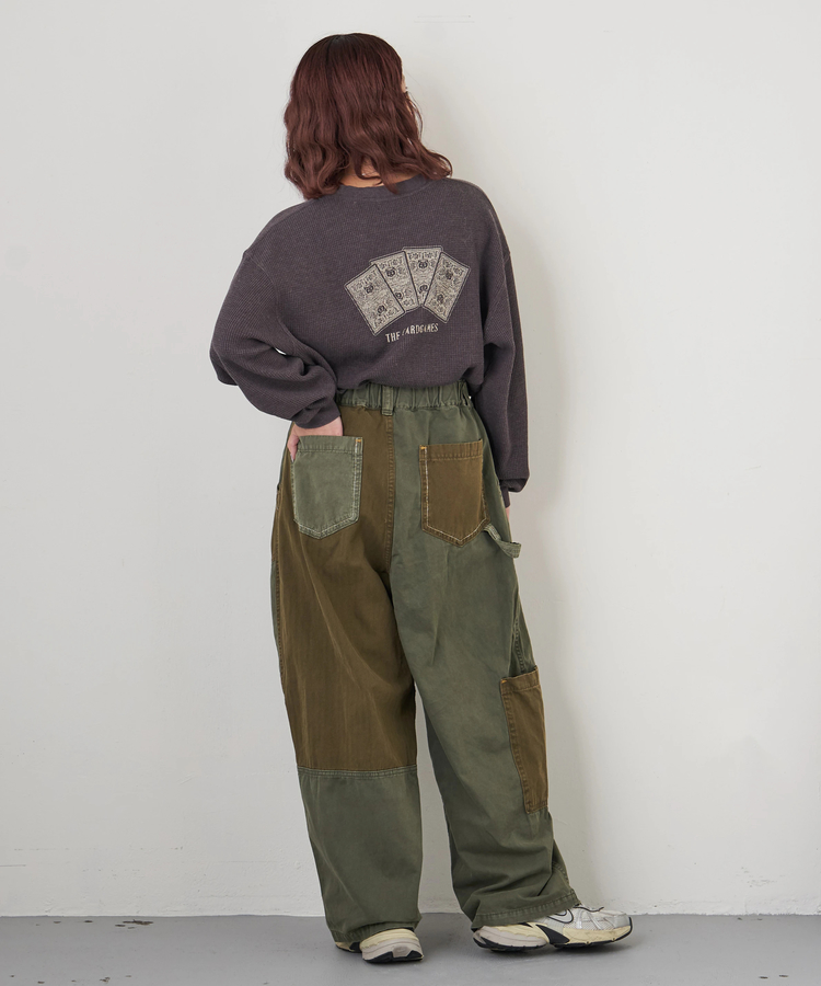 CUBE SUGAR(キューブシュガー) |【秋冬新作】ツイル × ミニヘリンボン 硫化染 切替 サイドポケット パンツ