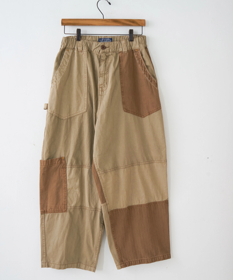 CUBE SUGAR(キューブシュガー) |【秋冬新作】ツイル × ミニヘリンボン 硫化染 切替 サイドポケット パンツ
