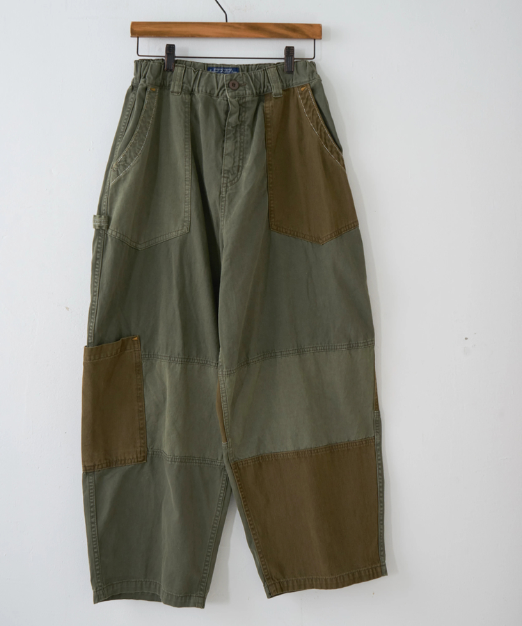 CUBE SUGAR(キューブシュガー) |【秋冬新作】ツイル × ミニヘリンボン 硫化染 切替 サイドポケット パンツ