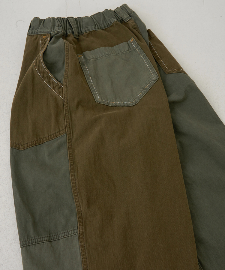 CUBE SUGAR(キューブシュガー) |【秋冬新作】ツイル × ミニヘリンボン 硫化染 切替 サイドポケット パンツ