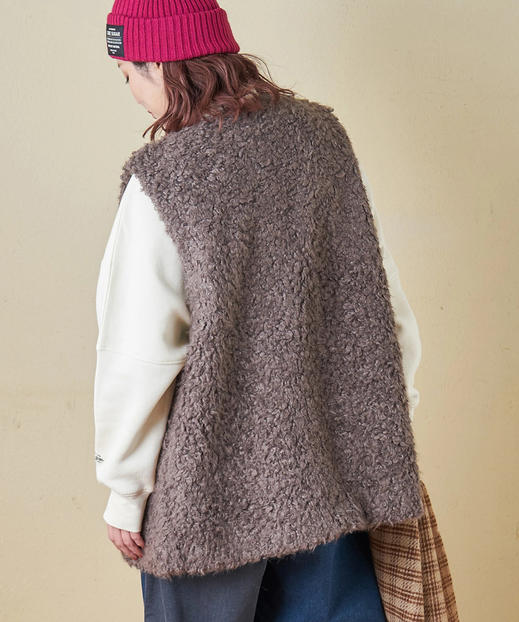 CUBE SUGAR(キューブシュガー) |【秋冬新作】カーリーファー トグルボタン Vネック ベスト