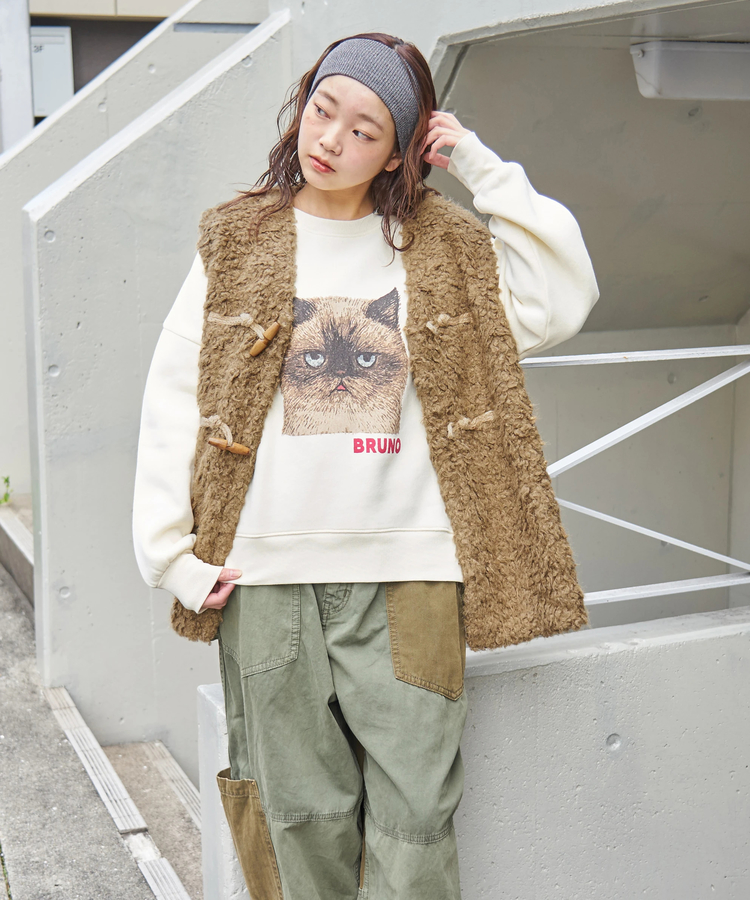 CUBE SUGAR(キューブシュガー) |【秋冬新作】カーリーファー トグルボタン Vネック ベスト