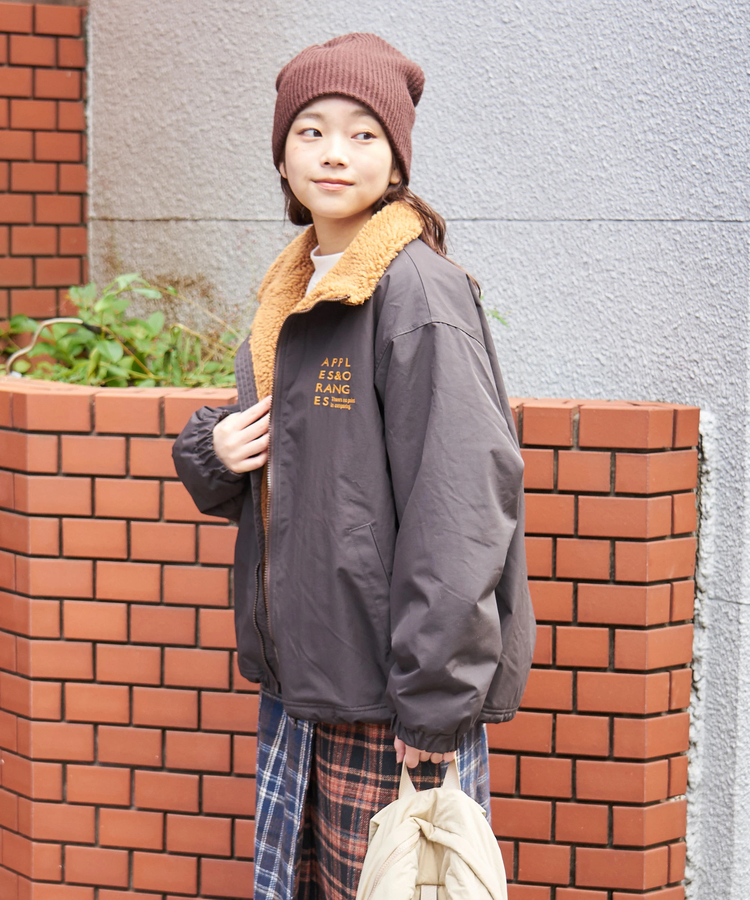 CUBE SUGAR(キューブシュガー) |【秋冬新作】ナイロン × 裏ボア スタンドカラー ジップアップ ジャケット