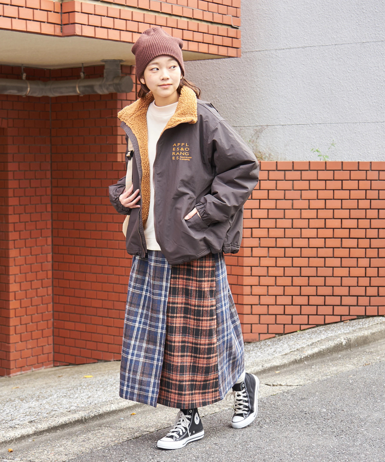 CUBE SUGAR(キューブシュガー) |【秋冬新作】ナイロン × 裏ボア スタンドカラー ジップアップ ジャケット