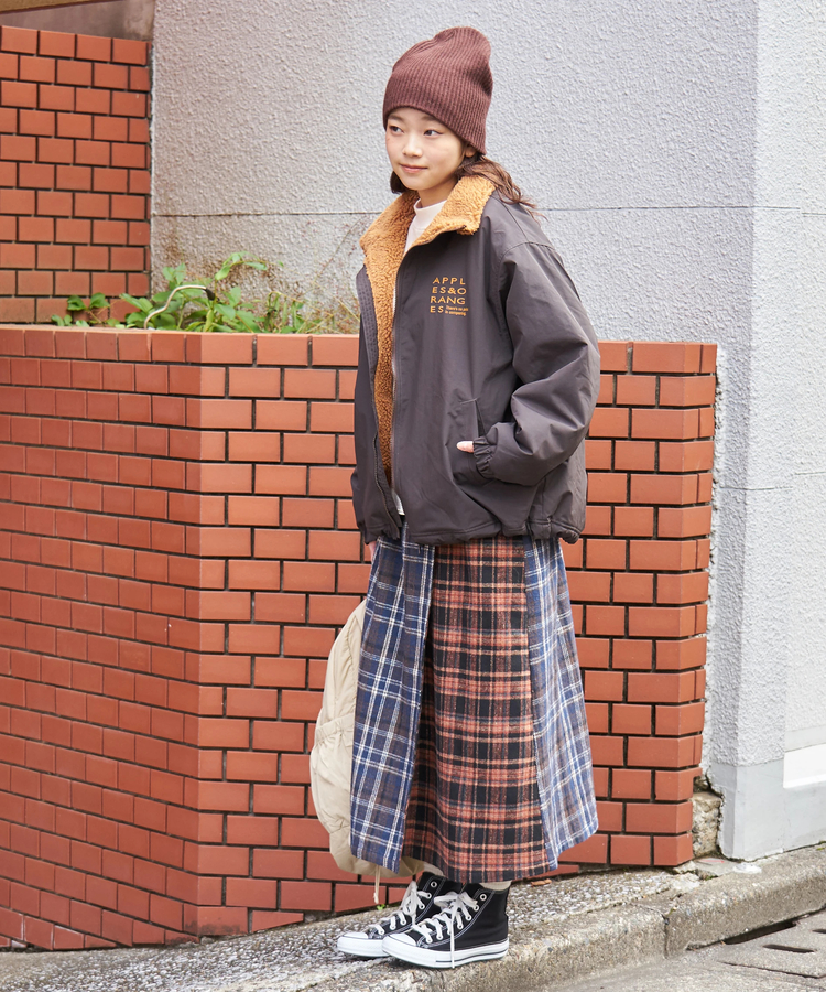 CUBE SUGAR(キューブシュガー) |【秋冬新作】ナイロン × 裏ボア スタンドカラー ジップアップ ジャケット