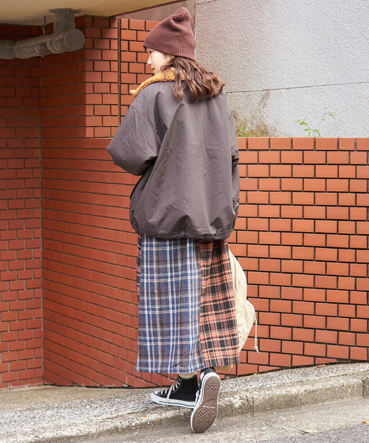 CUBE SUGAR(キューブシュガー) |【秋冬新作】ナイロン × 裏ボア スタンドカラー ジップアップ ジャケット