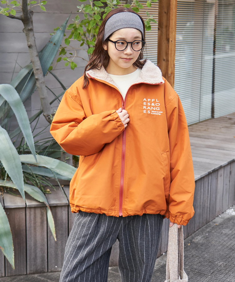 CUBE SUGAR(キューブシュガー) |【秋冬新作】ナイロン × 裏ボア スタンドカラー ジップアップ ジャケット